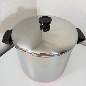 VTG Revere Ware 8 QT -94b Stock Pot Copper Clad SS 1801 Clinton ILL w/ Lid EUC